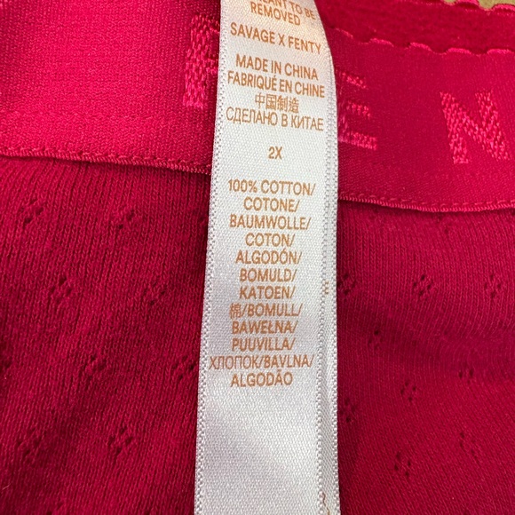 Savage X Fenty Fuchsia Cozy Lounge Set 2X Lightweight Cotton Breathable Eyelit - Picture 9 of 10